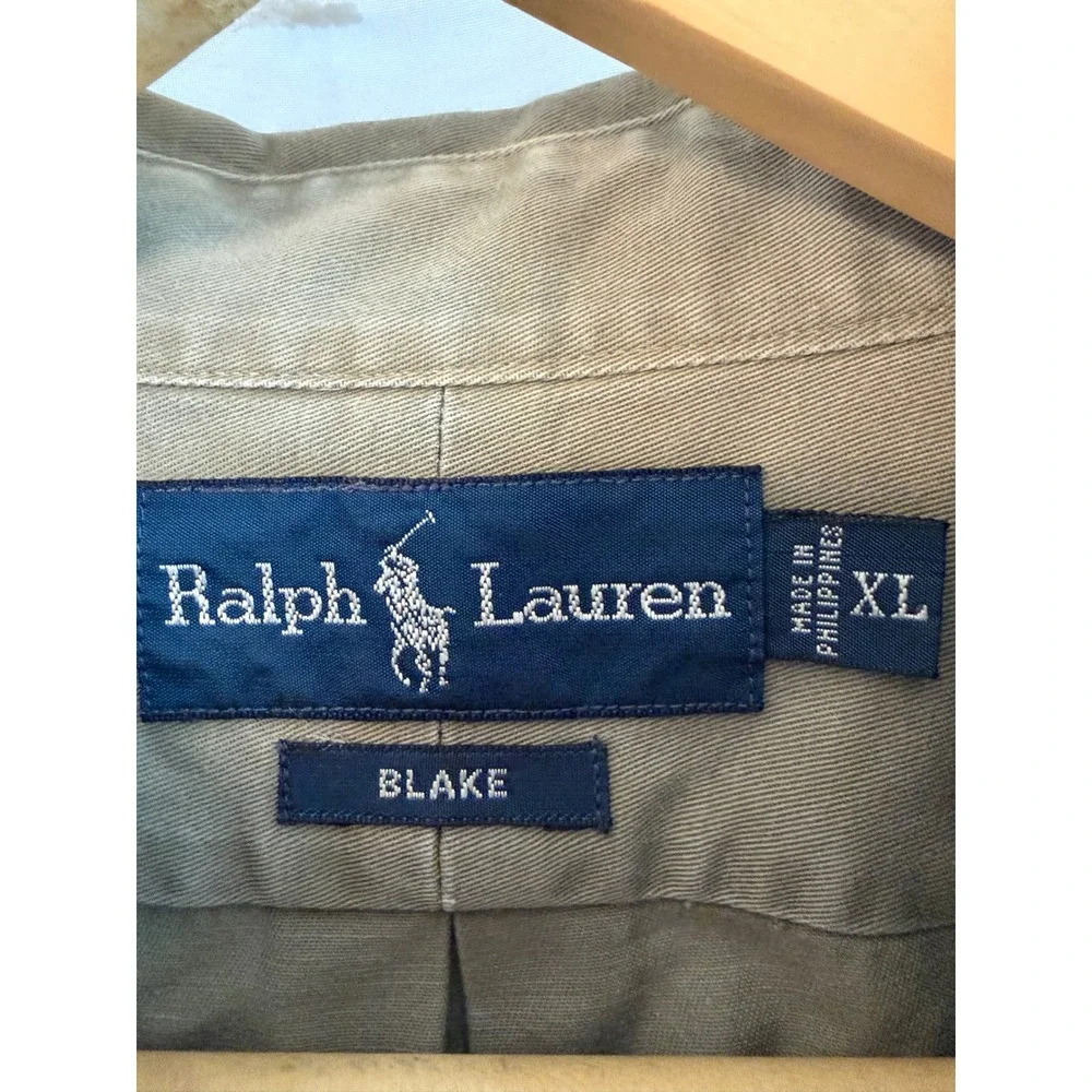 Lot of 2 Ralph Lauren Blake Mens XL Cotton Twill Button Down Shirts Navy Olive